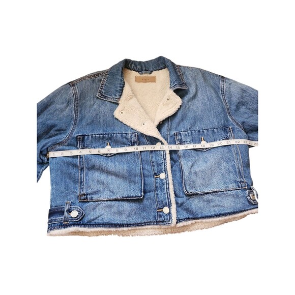 BlankNYC Sherpa Lined Cropped Denim Jacket Womens M Crash Course Boxy Casual - Picture 8 of 10